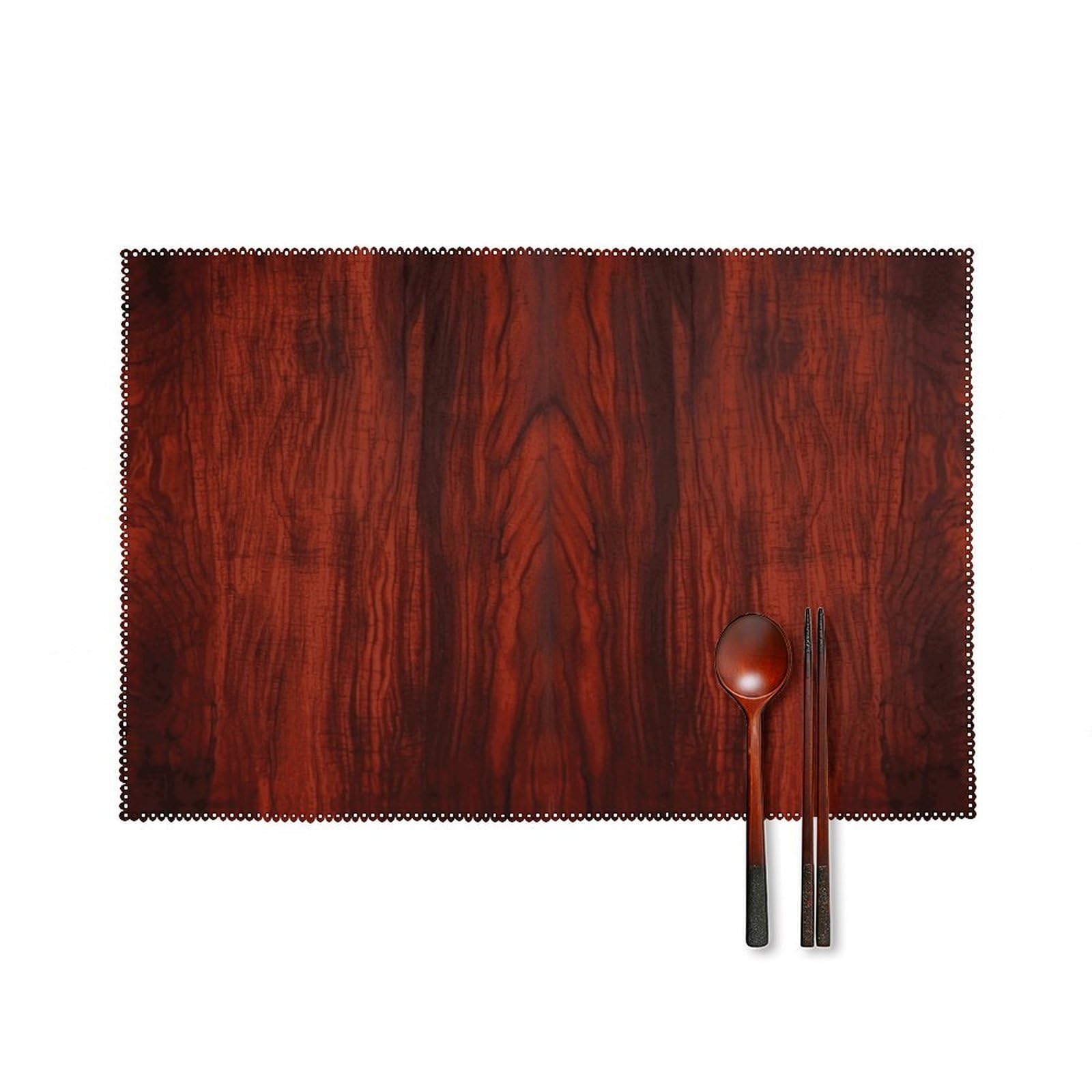 Red Wood Placemats Set of 4 Canvas Place Mats Non-Slip Heat Resistant Table Mats Washable Waterproof Placemat Wipeable Tablemats for Kitchen Dining Decor Place Mat