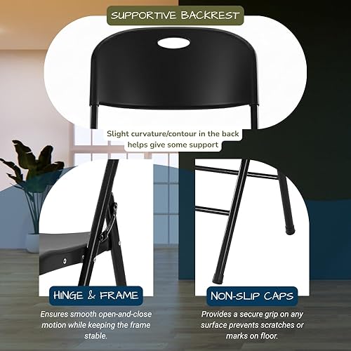 Miniatura 6 de EZONE (2 sillas plegables de plástico resistente para adultos, asientos portátiles al aire libre para bodas, eventos, fiestas, patio trasero, patio