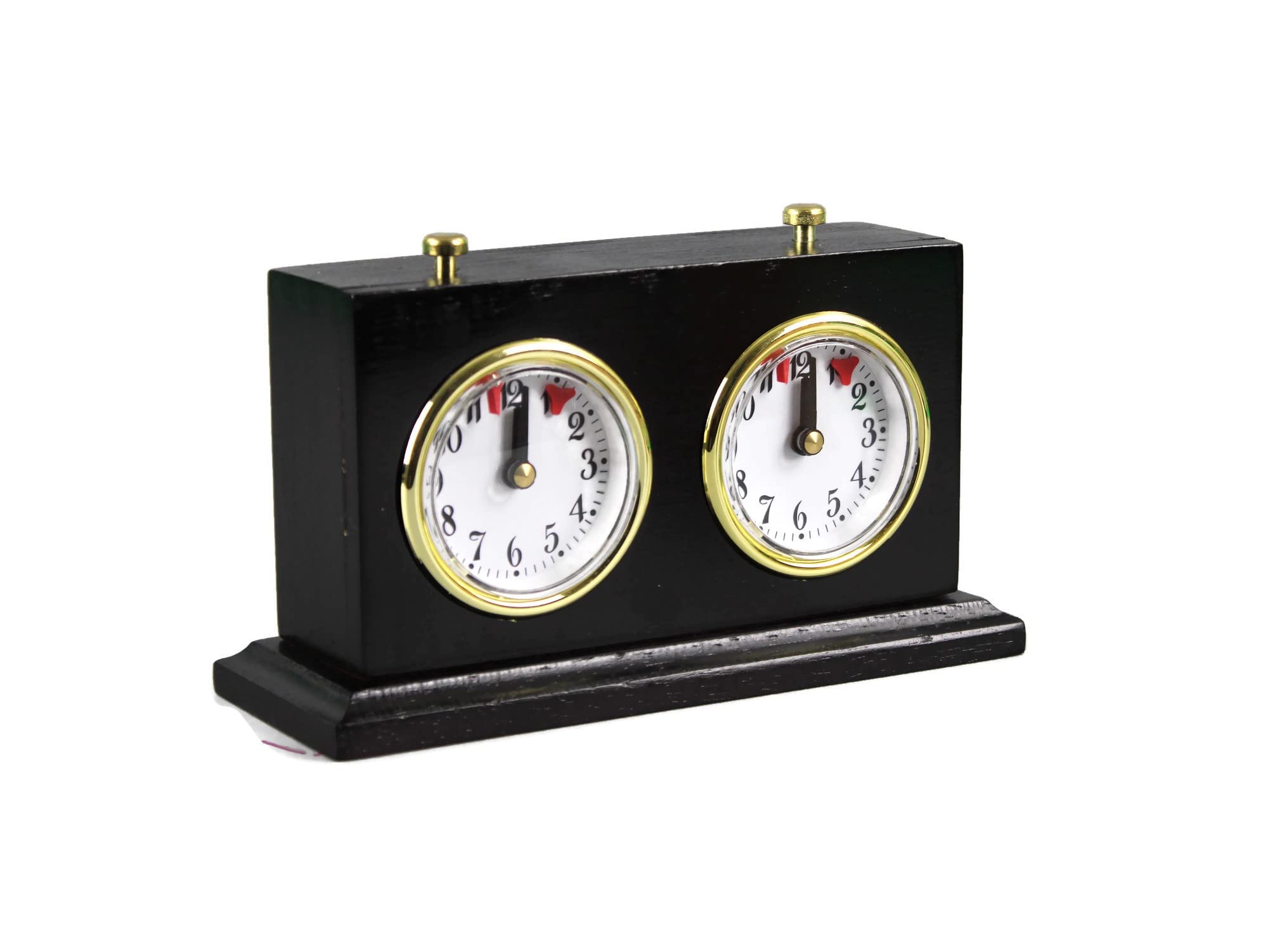 Turnier Horloge d'échecs analogique en bois teinté au charbon avec support