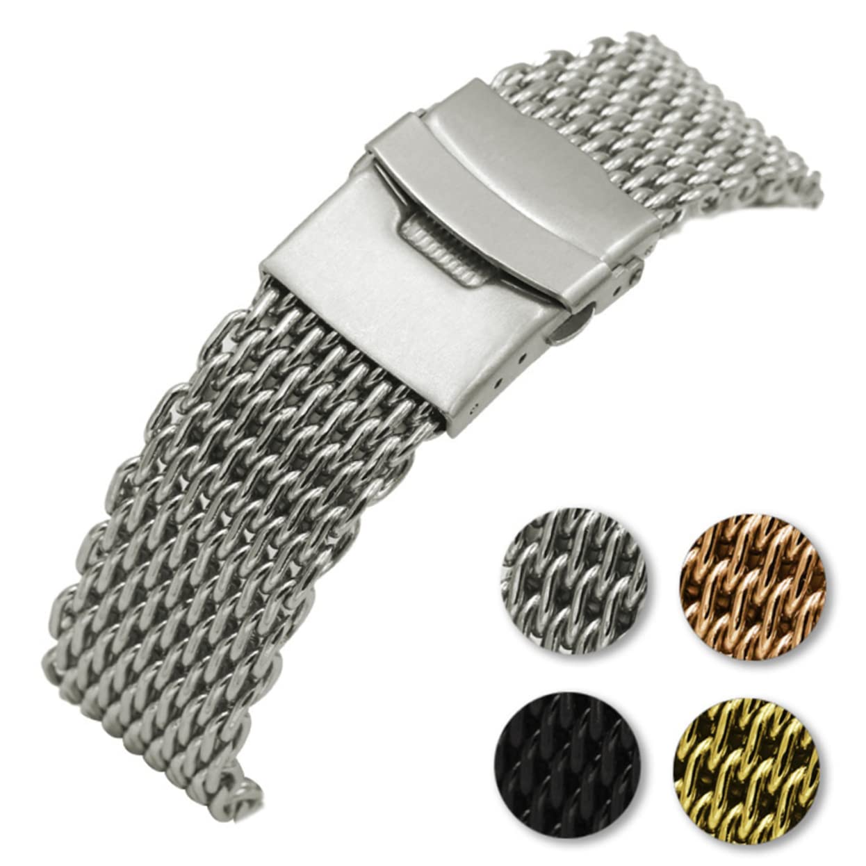 PACKOVE Lot De 2 Bracelets De Montre Uniques En Acier Inoxydable Pour Homme Et Femme En Maille De Requin 20 Mm Confortables Et Tendance