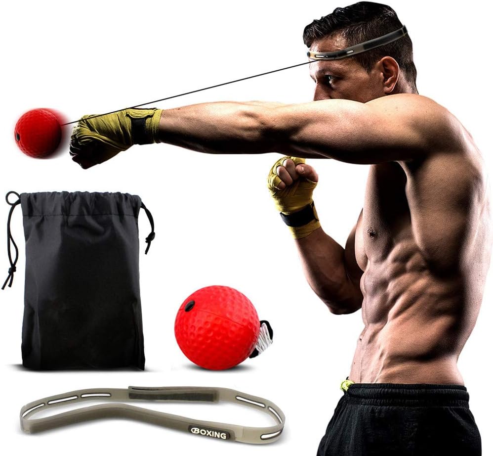 Boxing Fight Reflex Ball for Training to Improve Speed and Reactions, Punch Equipment for Boxing, MMA (Red-for Veterans)