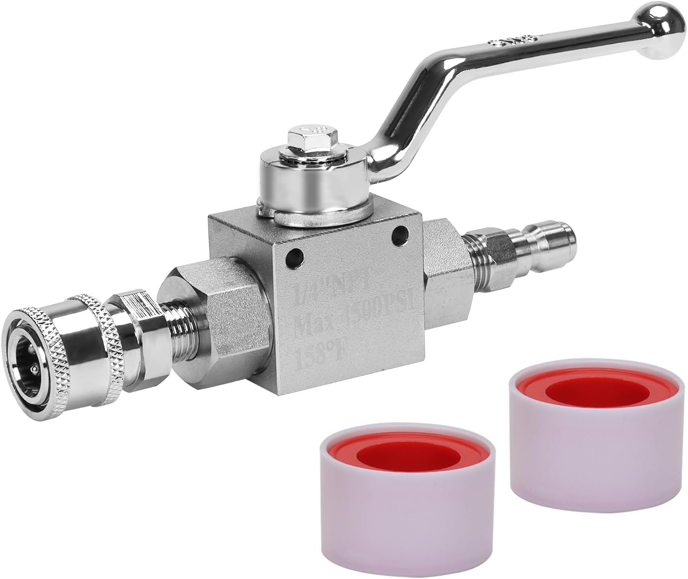 DERNORD High Pressure Ball Valve Kit 3/8 Inch Quick Connect for Power Washer Hose, 4500 PSI (3/8'')