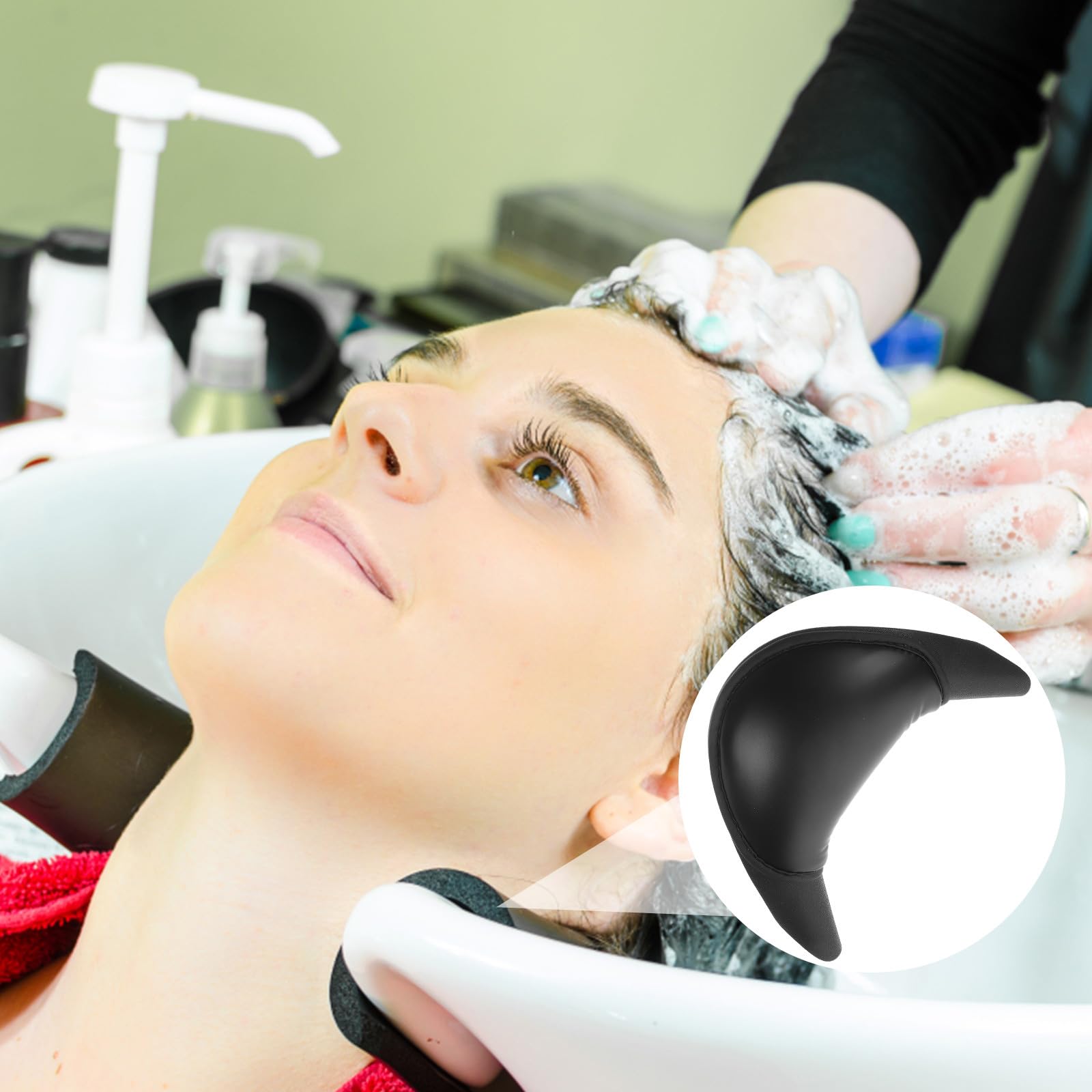 rutschfeste Gel Nackenstütze für Haarwäsche, Schwarz | Stabil und Tragbar, für Salon und Heimgebrauch, Passend zu Waschbecken bei Haarpflege