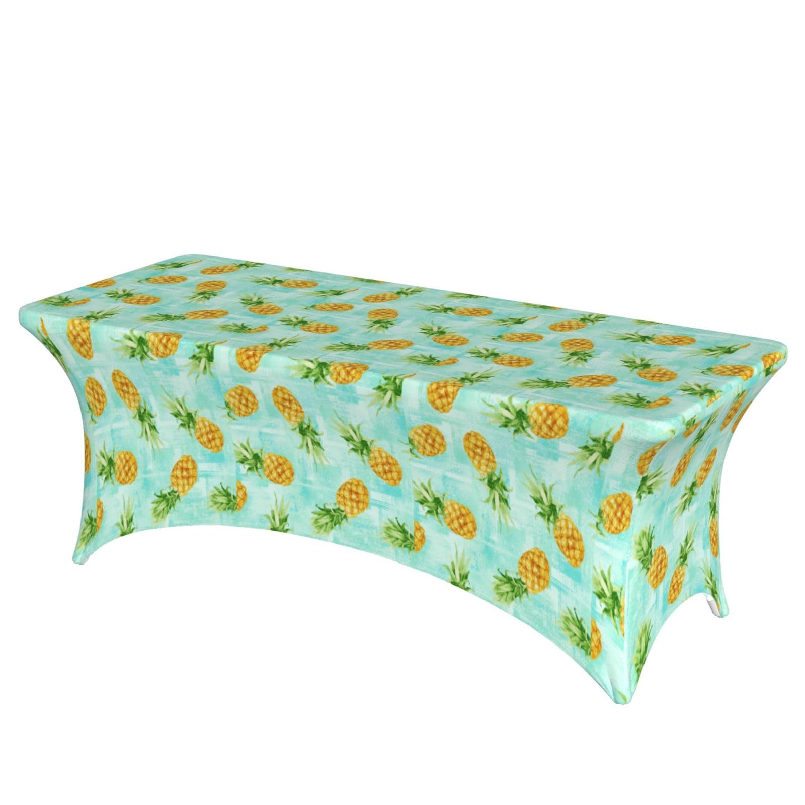 AYYQWE Green Pineapple. Print Elastic Rectangular Tablecloth For Banquet Outdoor Picnics Office Table Cover