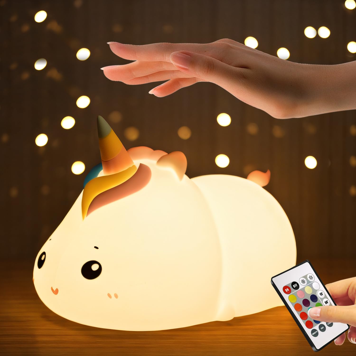 Kids Night Light for Kids, 2 in 1 Cute Unicorn Night Light for Kids Bed Room Decor, 13 Colors Tap/Rechargeable/Dimmable,Cute Kawaii Stuff Gifts for Nursery Toddler Baby Kids Teen Girls