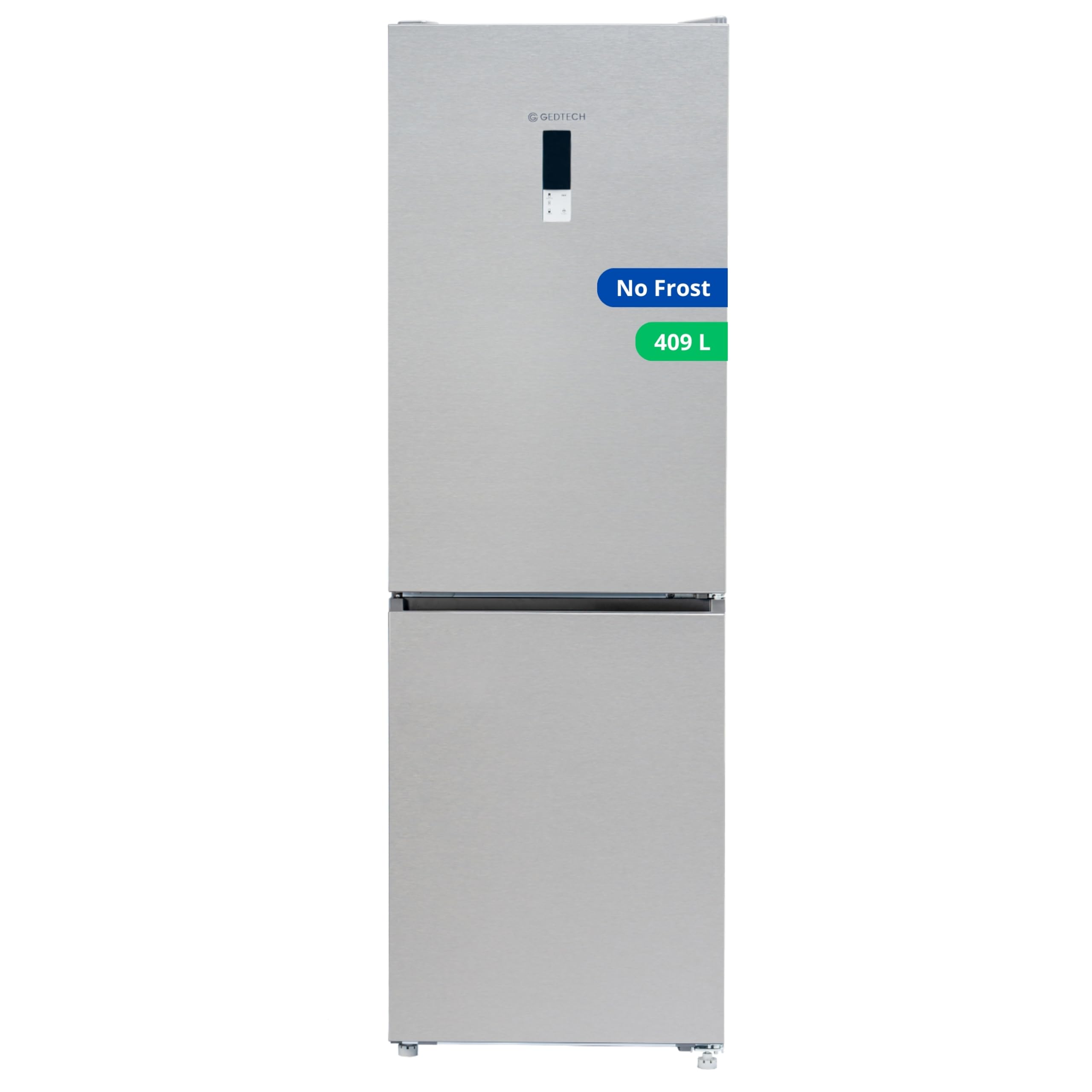 GEDTECH Réfrigérateur combiné GCB409NFIX congélateur bas 409L (267L + 142L) - No Frost (Pas de Givre) - Inox