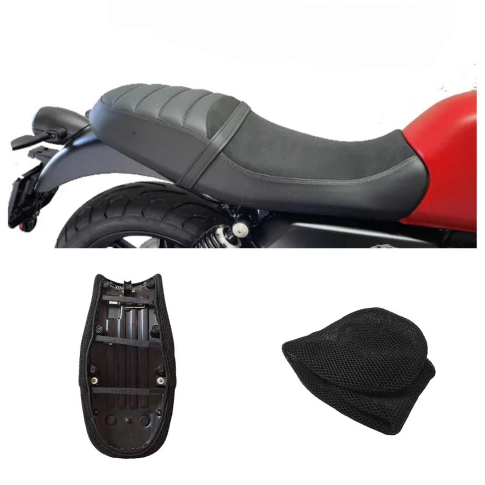 Accesorios De Motocicleta para Moto para Guzzi V7, Cubierta para El Asiento Trasero Piedra, Protector Red Malla 3D A Prueba Sol