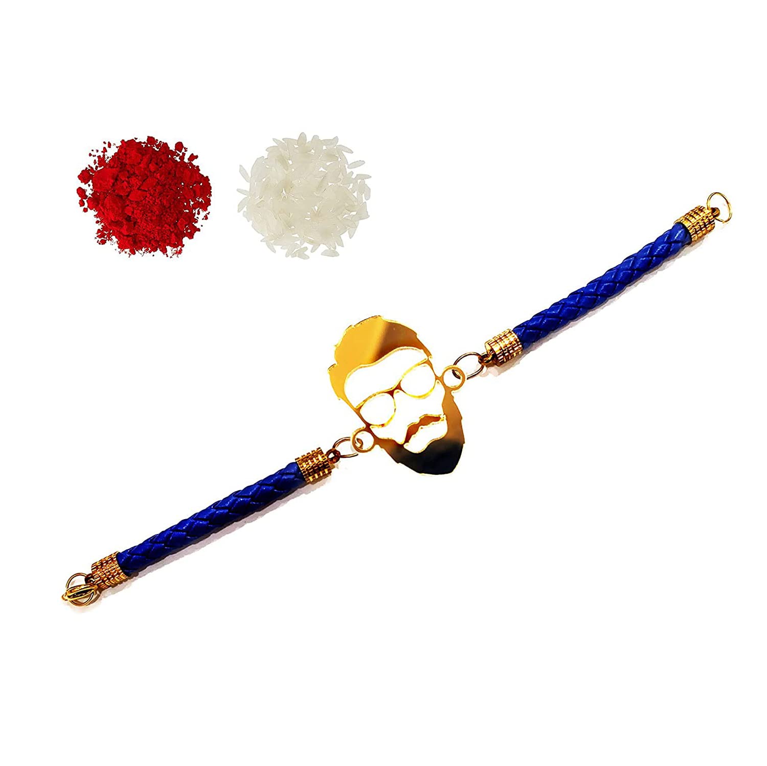 GFTBX Boys Beard Style Designer Bracelet Rakshabandhan Rakhi with Roli Chawal - (Gold Acrylic) (B099P7LWFL) Amazon Price History, Amazon Price Tracker