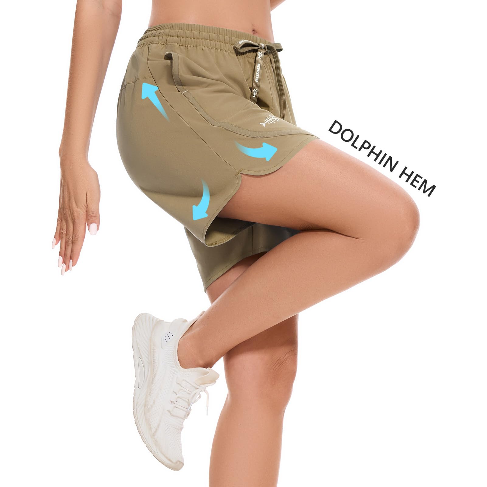 Bassdash Damen 5" Angeln Wanderhose Stretch Shorts UPF 50 + Wasserdicht Schnell Trocken Sportlich Wandern Shorts mit Taschen FP05W