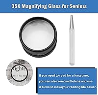 Vista 6 de Rongon Lupa de mano para trabajo cercano, lupas de lectura de alta claridad 35X, lupa portátil para degeneración macular, lectura de personas