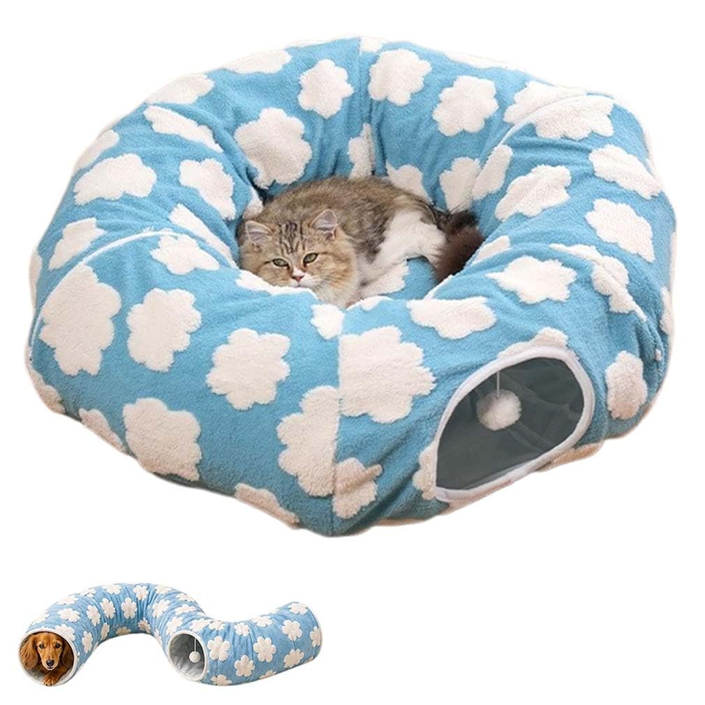 Dachshund Tunnel Bed, Foldable Dog & Cat Tunnel Bed with Plush Cave, Tunnel Bed for Dogs, Cozy Burrow Design with Plush Comfort