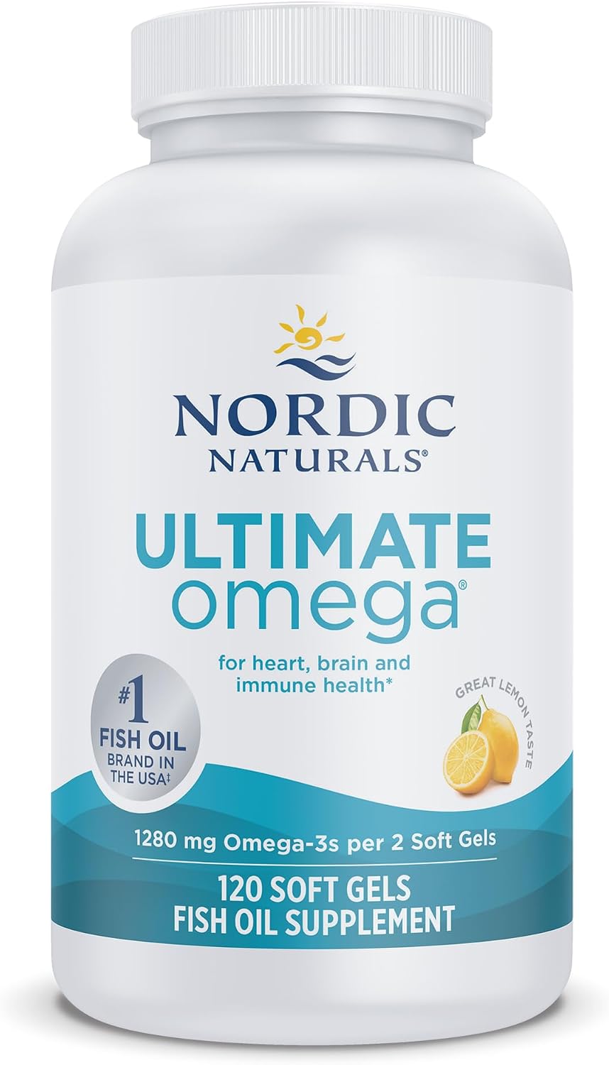 Nordic Naturals Ultimate Omega, 1280 mg Omega-3 Fish Oil, Lemon - 120 Count