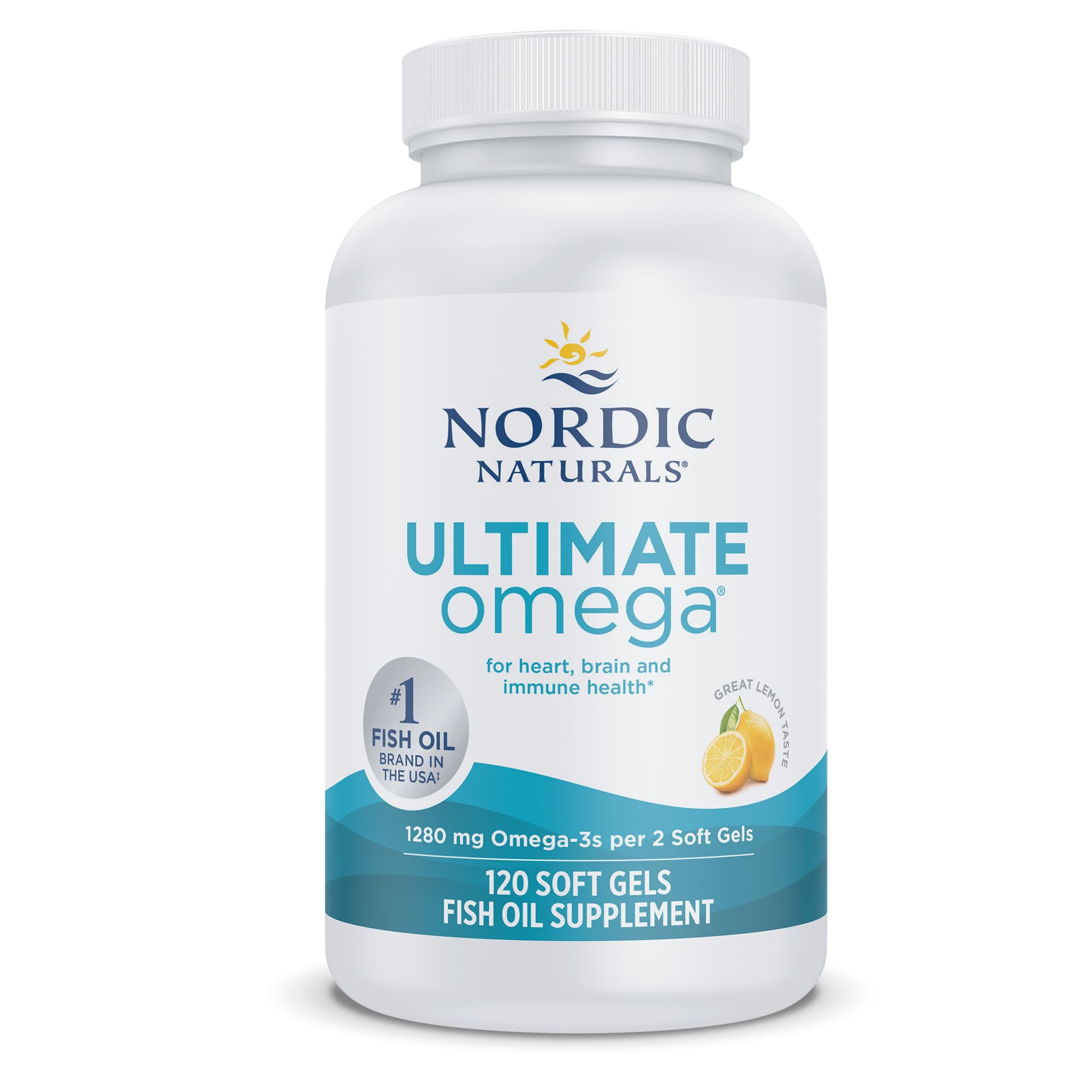 Nordic Naturals Ultimate Omega, 1280 mg Omega-3 Fish Oil, Lemon - 120 Count