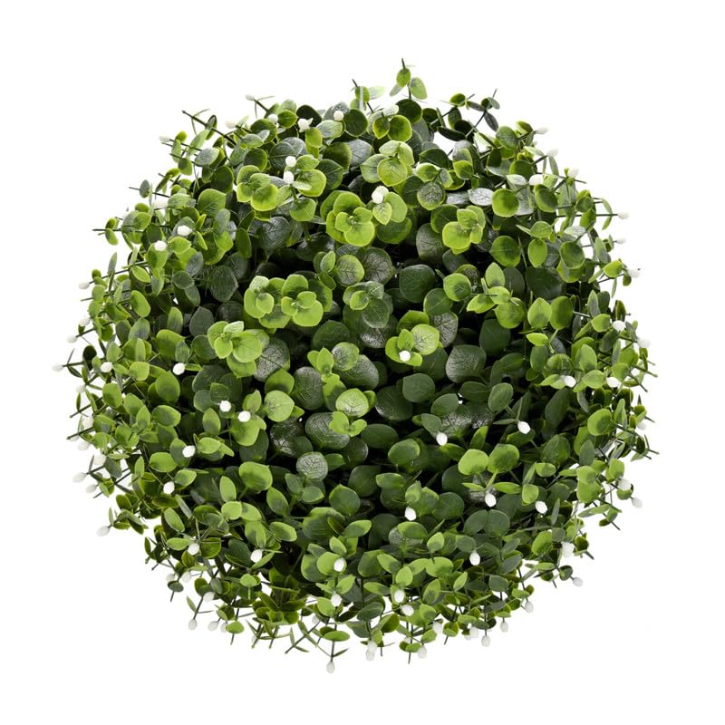 Tuda Grass Eucalyptus with White Buds Artificial Topiary Ball 40cm