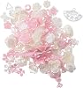 250Pcs 3D Flatback Resin Beads Pink White Resin Flower ABS Rose Embellishments Charms Beads for DIY Crafts