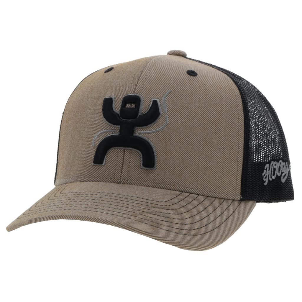 HOOEY Arc Adjustable Snapback Mesh Back Trucker Hat, Tan/Black, One size
