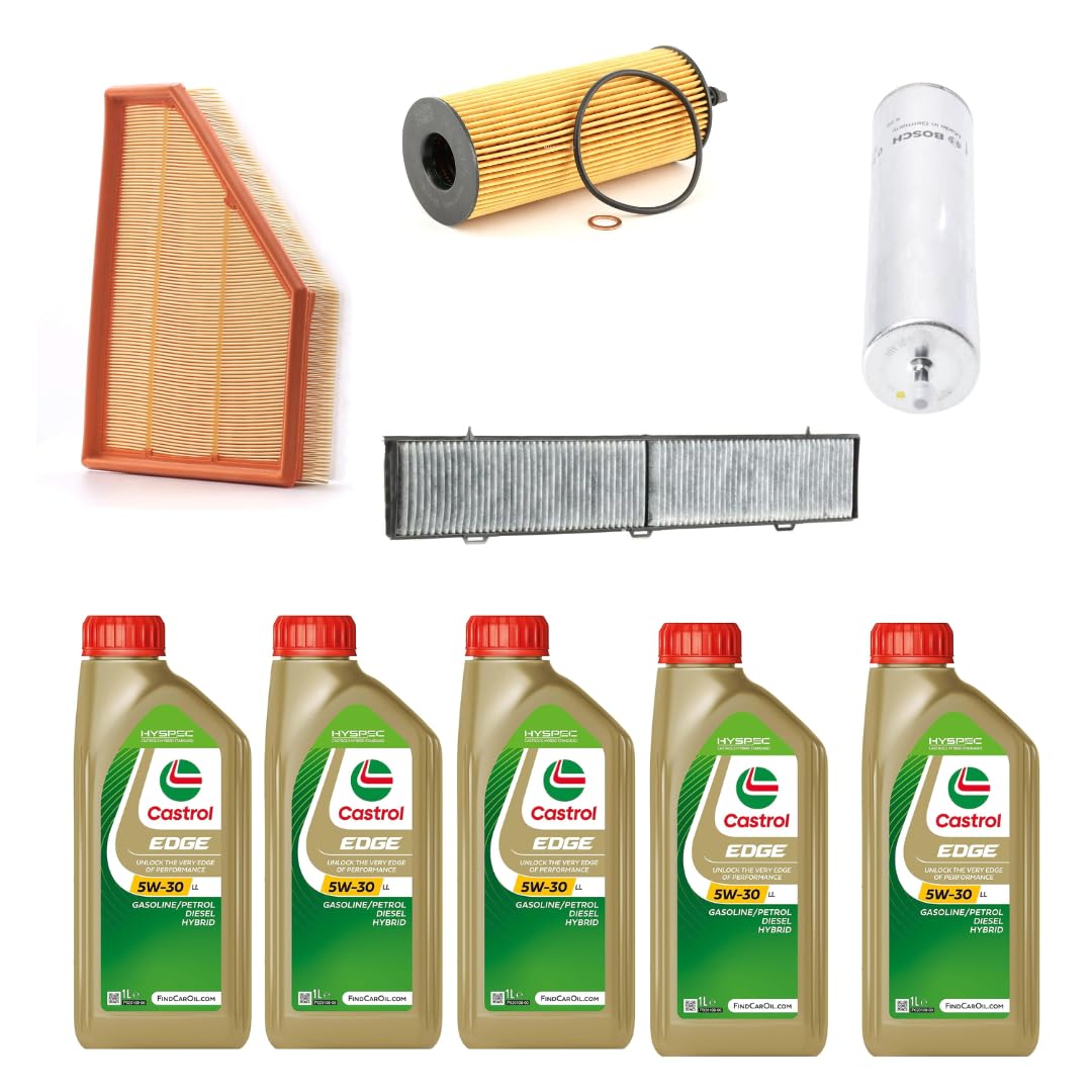 KIT TAGLIANDO COMPLETO FILTRI + OLIO CASTROL 5W30 COMPATIBILE CON BMW 118D E81 E87 105 KW