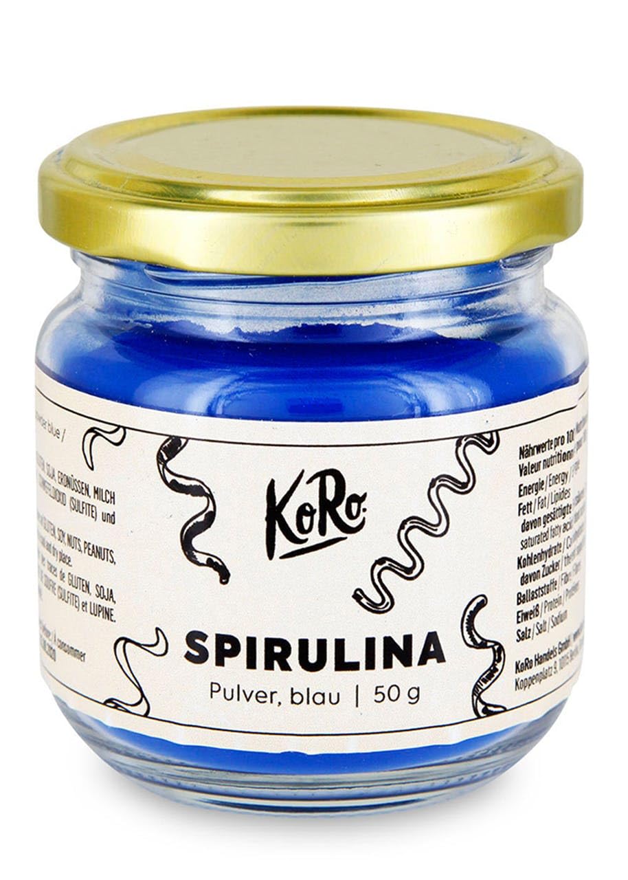 KoRo - Spirulina Pulver blau 50 g - Pulver aus der Süßwasser-Mikroalge Spirulina - Zum Färben von Smoothies oder Bowls