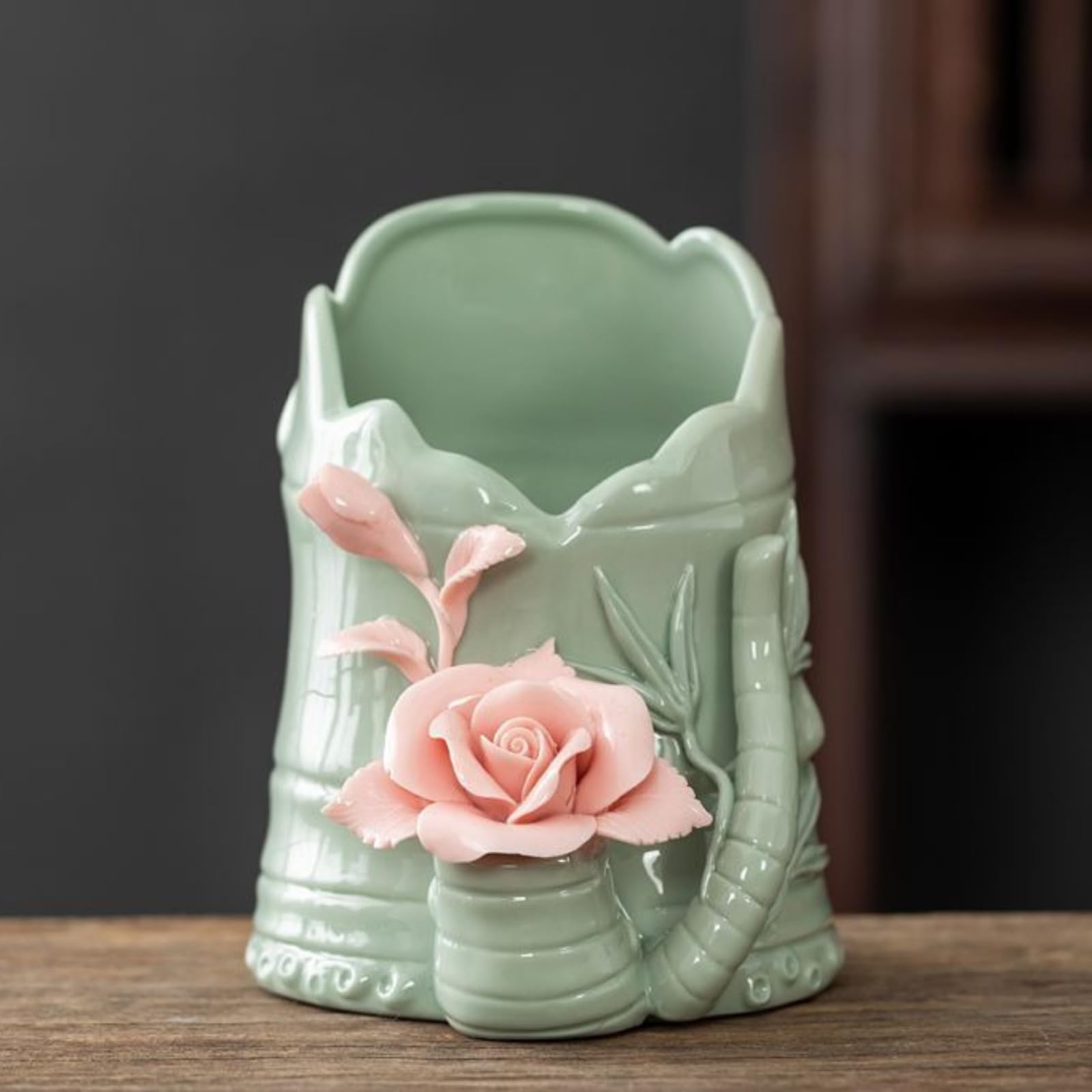 Celadon Stifthalter, handgefertigt, Antik-Look, 12,2 cm, chinesischer Stil, Mao-Stifthalter, Ornament