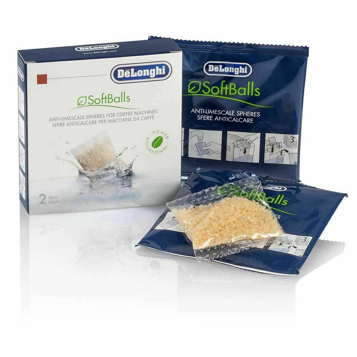 Softballs Limescale Descaler For Delonghi Coffee Machine Genuine 2x100ML Packs DLSC551
