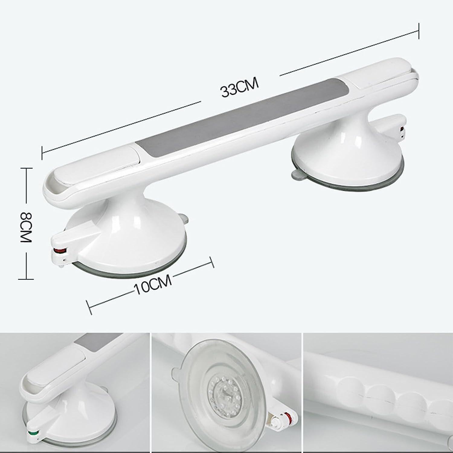 Barras de Apoyo para baño, Ducha, Barra de Apoyo, 2 Piezas, Barras de Apoyo con Ventosa, sin Necesidad de taladrar, con Ventosa de Fuerte Agarre para Personas Mayores.