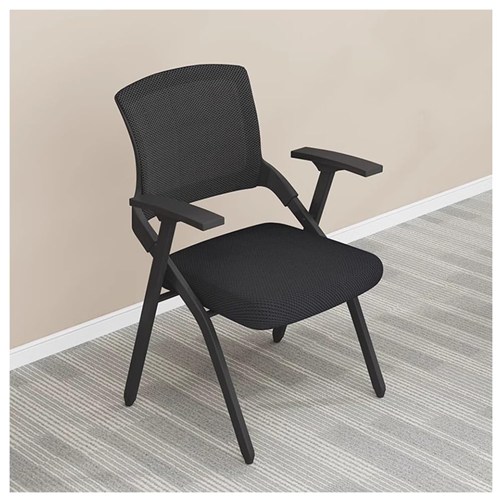 MYUYEE Folding Conference Room Chairs, With Lumbar Support, Armrest And Writing Board, Mesh Back Chairs, For Office Meeting And Training Room Chair (Black-A-57X49X87 Cm)
