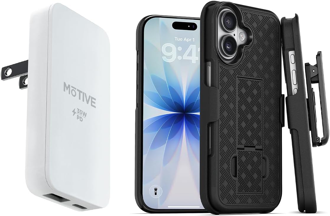 MOTIVE iPhone 17 Holster Case + 35W Dual USB-C Fast Wall Charger