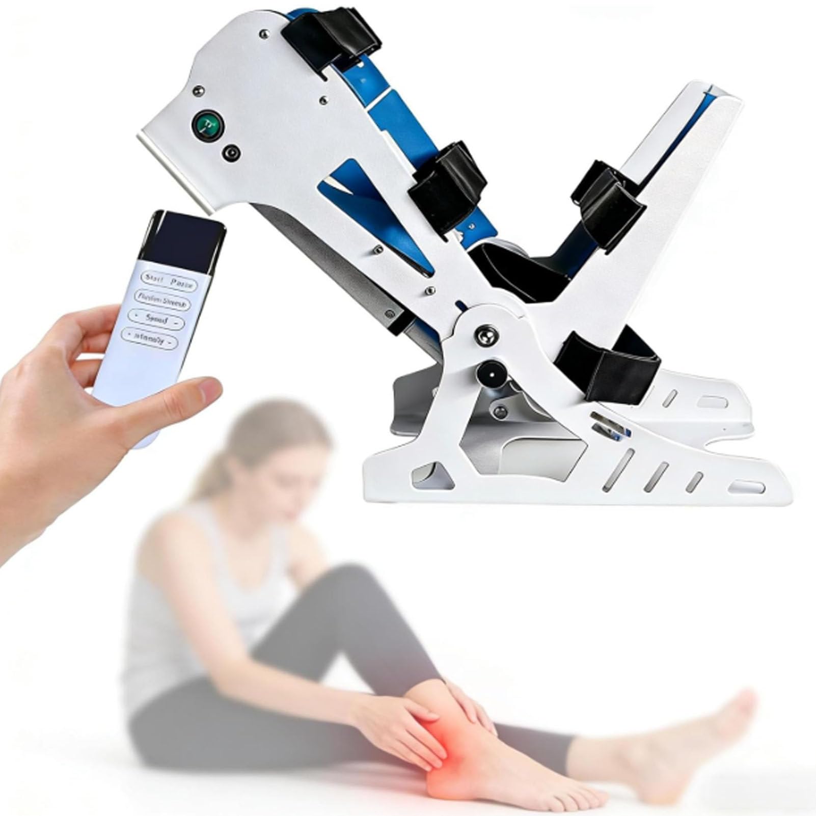 Oiyekntd Ankle Rehabilitation Training Device, Electric Ankle Training Device, Plantar Flexion (45°) + Dorsiflexion (50°)/ Angle Adjustable, for Stiff Ankles/Foot Drop