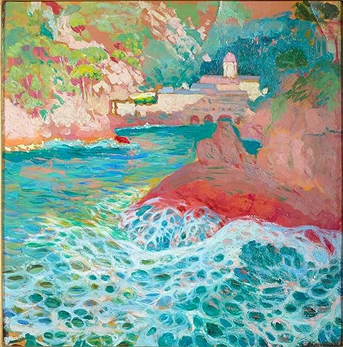 Cuadro de San Fruttuoso del Mar para decorar el dormitorio con arte costero vintage