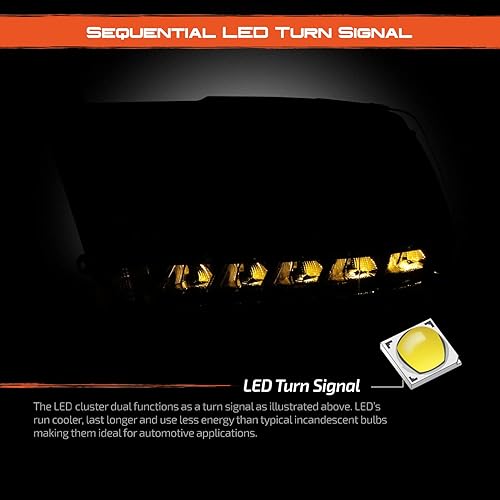 Miniatura 5 de AKKON - LED completo altobajo para Dodge Ram 1500 2500 3500 proyector triple negro con señal de giro secuencial