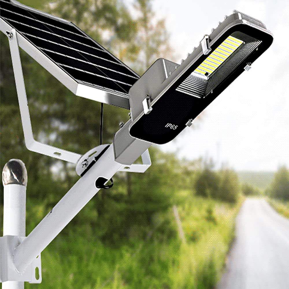 Lampa uliczna, solarna lampa uliczna na zewnątrz, reflektor solarny, o zmierzchu do świtu szarości, na zewnątrz, wodoszczelna lampa solarna z pilotem zdalnego sterowania, kolor biały, 250 W