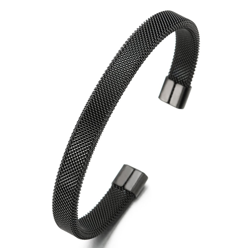 COOLSTEELANDBEYOND Elástica Ajustable, Acero Inoxidable MalLa Cable Pulsera de Hombre Mujer