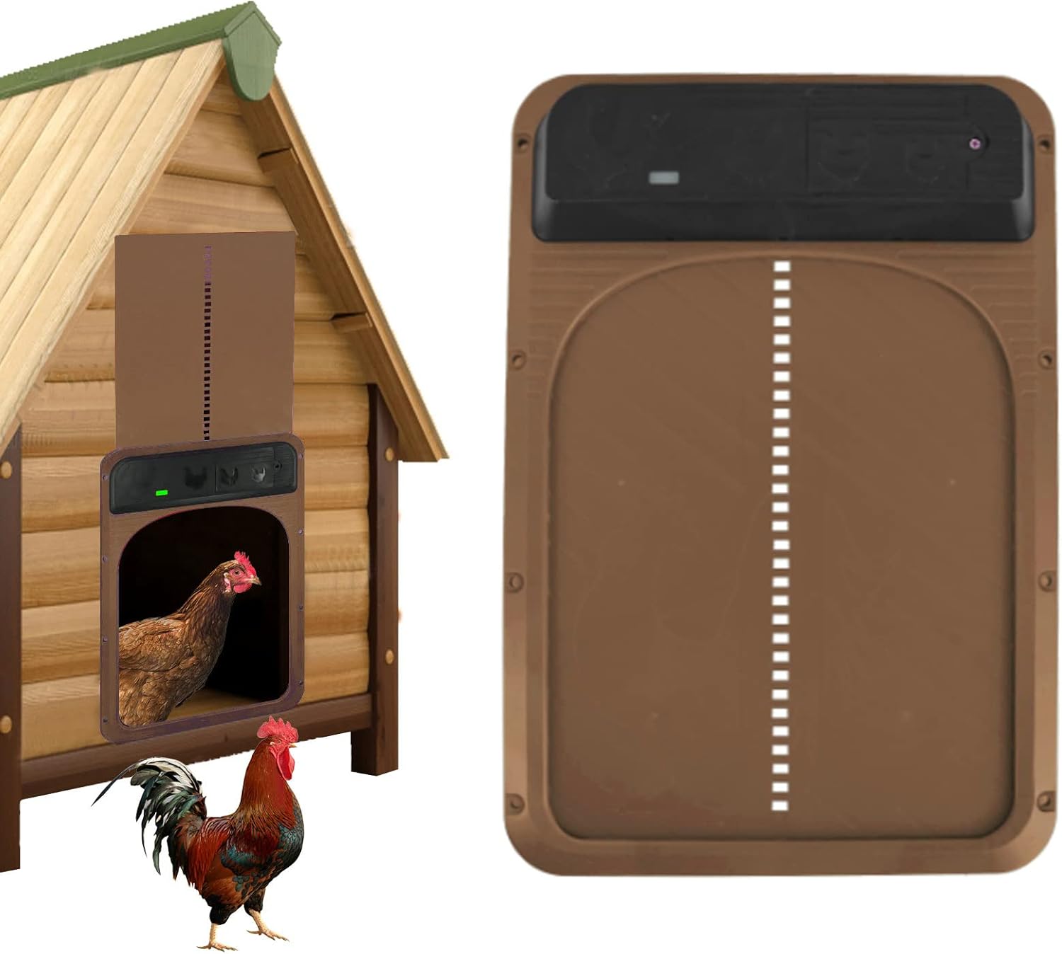 YEKUYEKU Automatic Chicken Coop Door, Brown Automatic Chicken Door