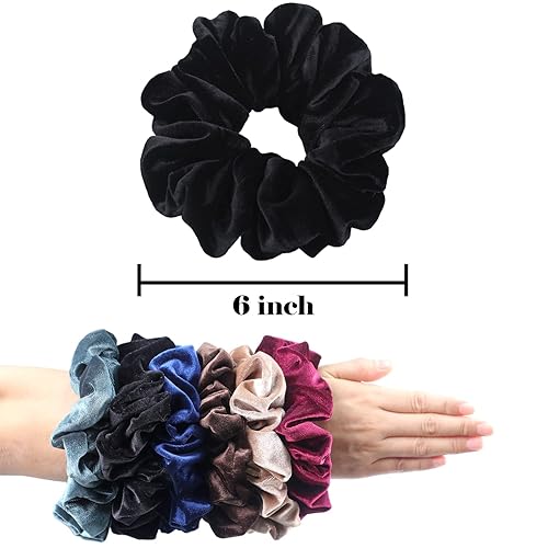 Miniatura 5 de IVARYSS Coleteros extra grandes para mujer, terciopelo suave de alta calidad, extra grande, banda elástica grande XL de 6 pulgadas, accesorios para