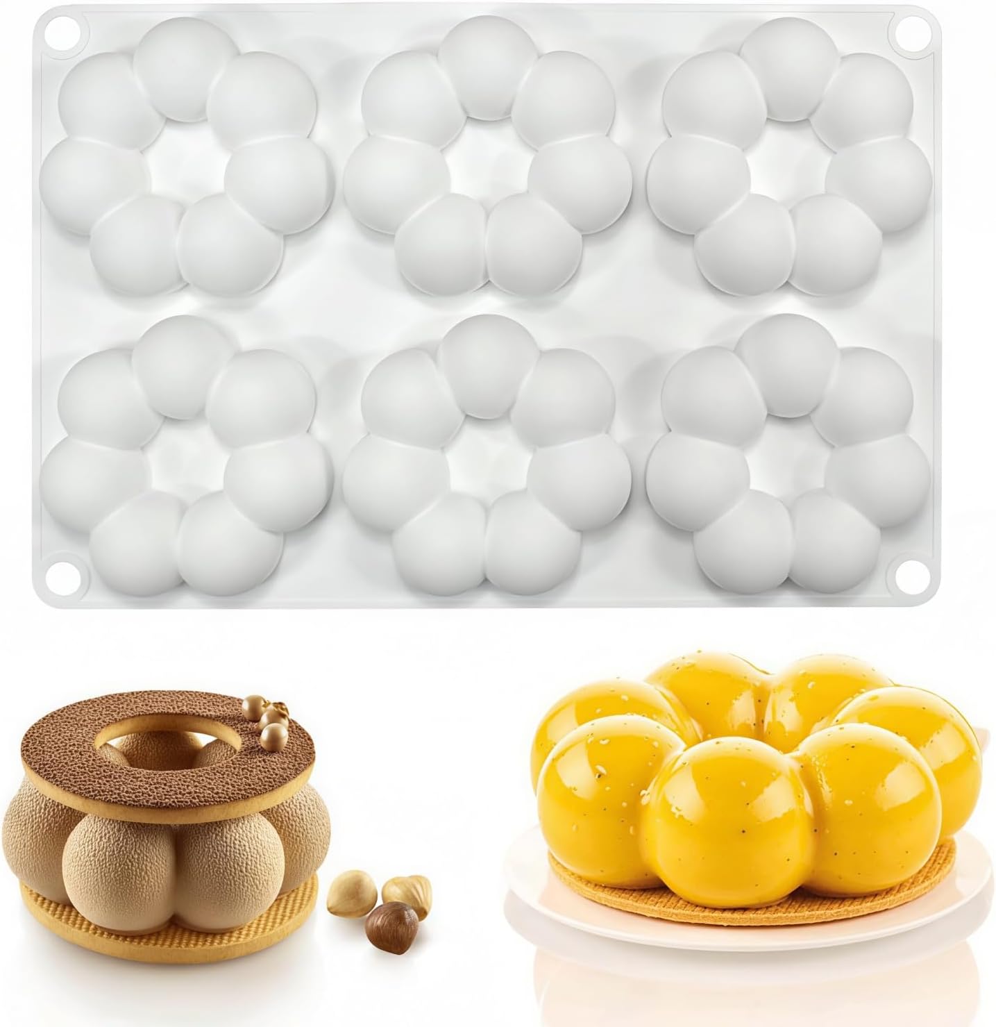 Silicone Donut Pan for Baking, Non-Stick DIY Mousse Donut Making Mold, Chocolate Cupcake Decorating Supplies Tools (6-Cavity-Small)