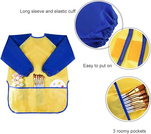 Miniatura 4 de KUUQA Delantales de arte para niños, suministros de pintura (pinturas y pinceles no incluidos)