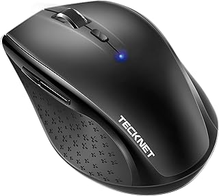 TECKNET Bluetooth Mouse, 3200DPI Wireless Mouse, Cordless Mice Ergonomic Portable Mouse for Laptop PC Computer 24 Month Battery Life With Battery Indicator, 3200/2400/2000/1600/1200/800 DPI,Black