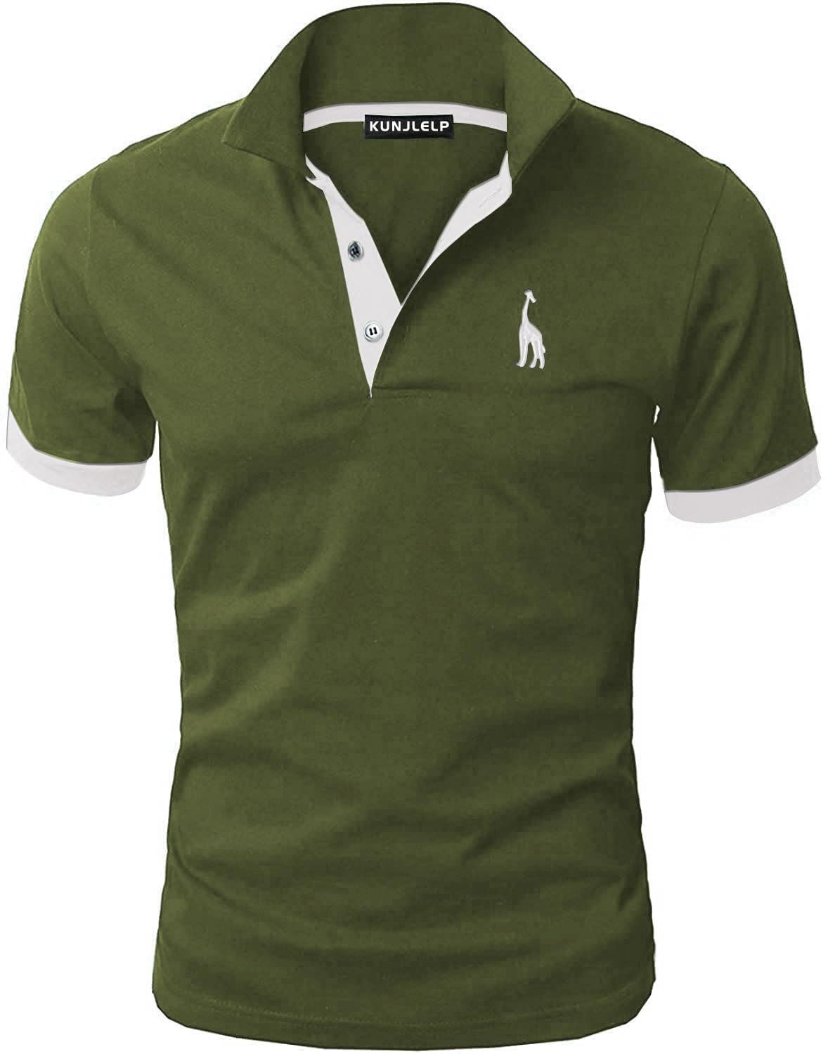 KUNJLELP Polo Uomo Manica Corta Ricamo di Giraffa Estive T-Shirt M-3XL Maglietta Camicia Abbigliamento da Lavoro