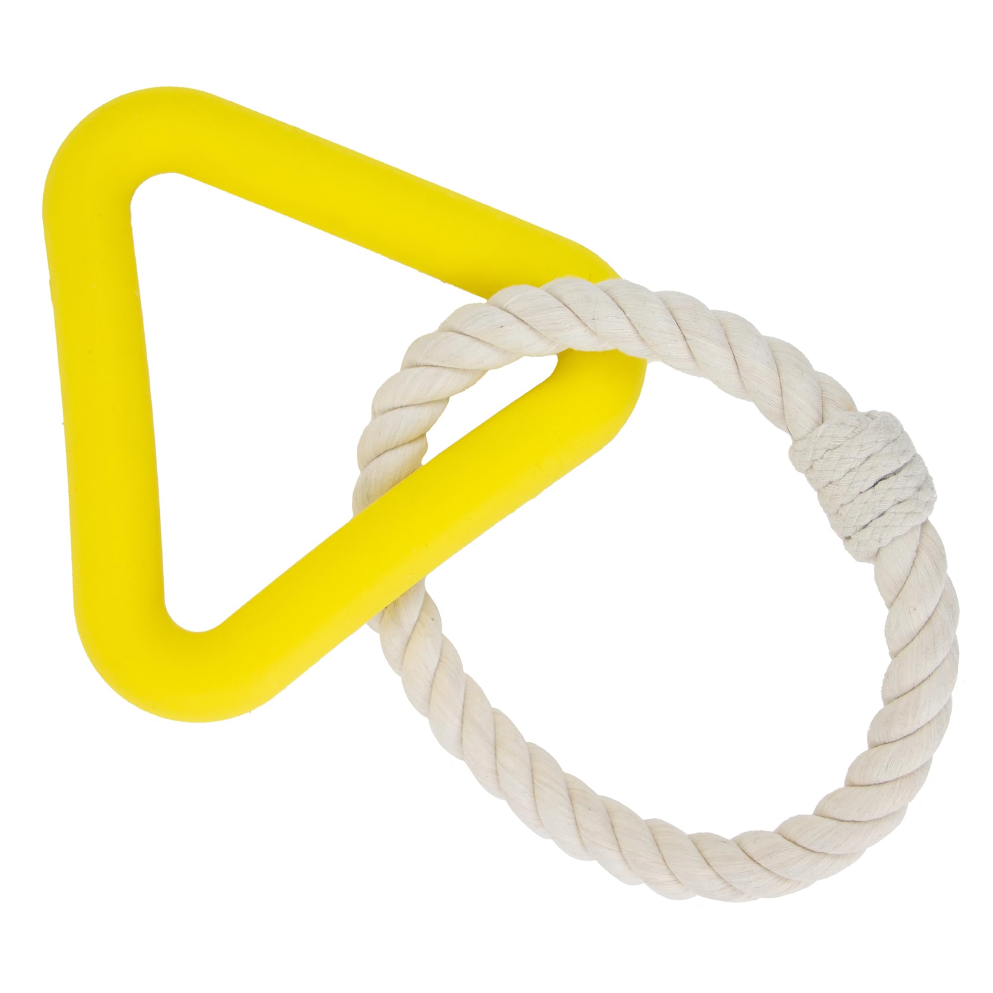 Ancol Playtime Natural Ropey Triangle Dog Toy - 26cm, Yellow Cotton Rope Tug Toy, Great for Chewing & Interactive Play