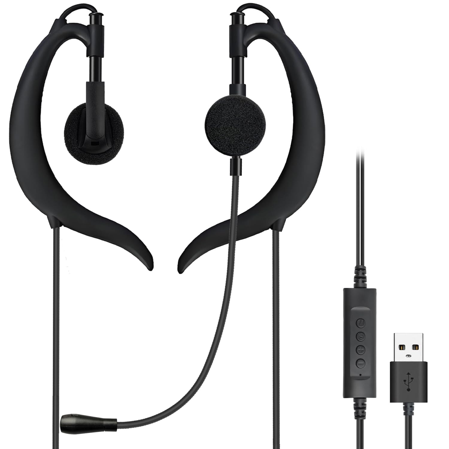 Weatwo USB Kopfhörer In-Ear-Ohrhörer mit Mikrofon, Kabelgebundene USB Ohrhörer mit Online-Audiosteuerung, Kompatibel mit PC, Laptop, Mac, Zoom, Teams, Office