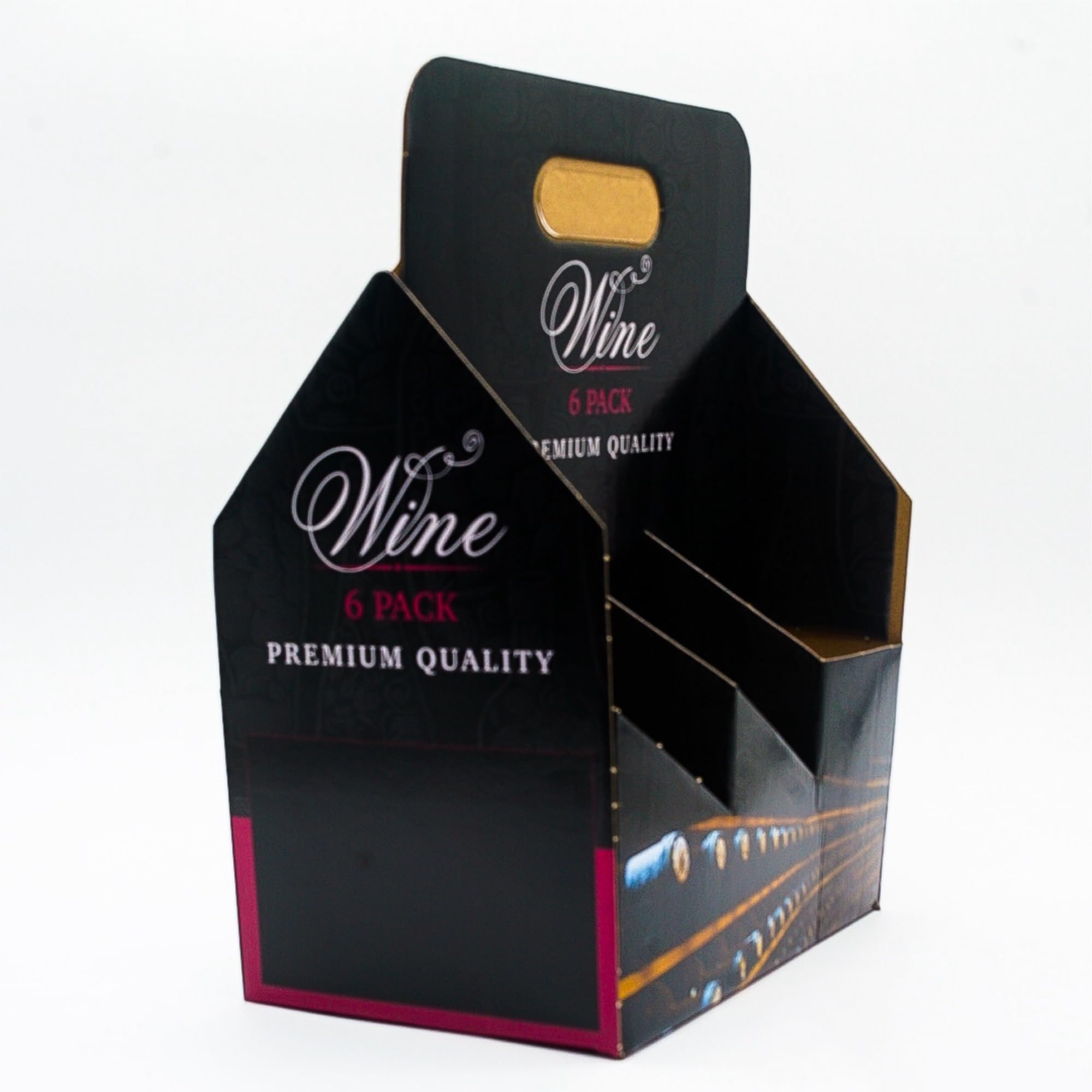 Portador de vino de cartón para 6 botellas, resistente e impreso para un fácil transporte, paquete de 6 bolsas de vino de alta calidad para almacenamiento seguro y embalaje de regalo (paquete de 10)