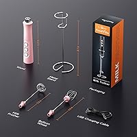 Vista 7 de MF02 - Espumador de leche recargable de mano con batidor de acero inoxidable para capuchino, café con leche, café a prueba de balas, dieta Keto