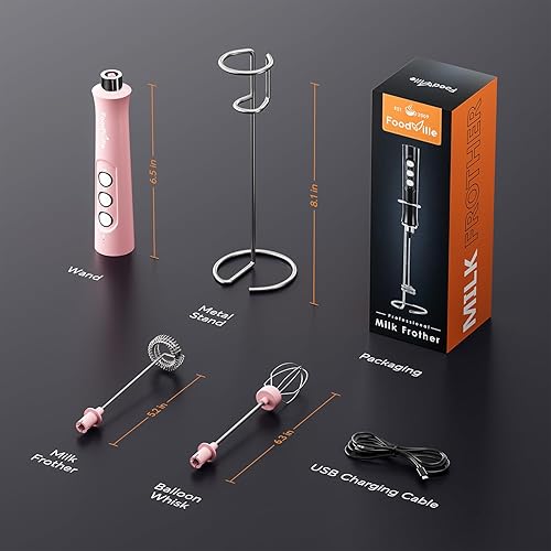Miniatura 7 de MF02 - Espumador de leche recargable de mano con batidor de acero inoxidable para capuchino, café con leche, café a prueba de balas, dieta Keto,