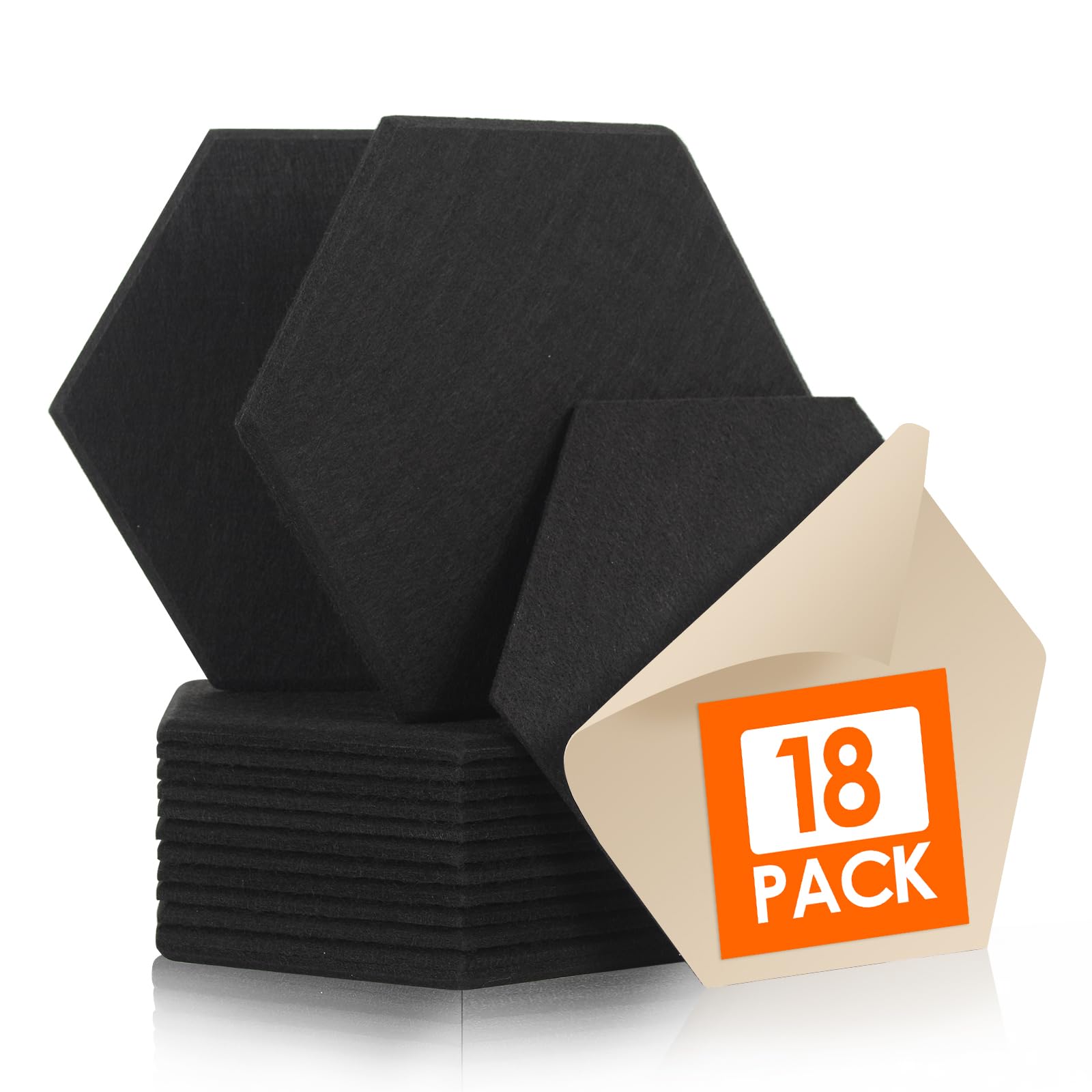 18 Piezas Paneles Acusticos Autoadhesivos 30 x 26 x 1cm Hexagonales Panel Acustico Adhesivo Insonorizacion Acustica Panel para Oficina, Estudio de Grabación, Gaming, Podcasting (Negro)