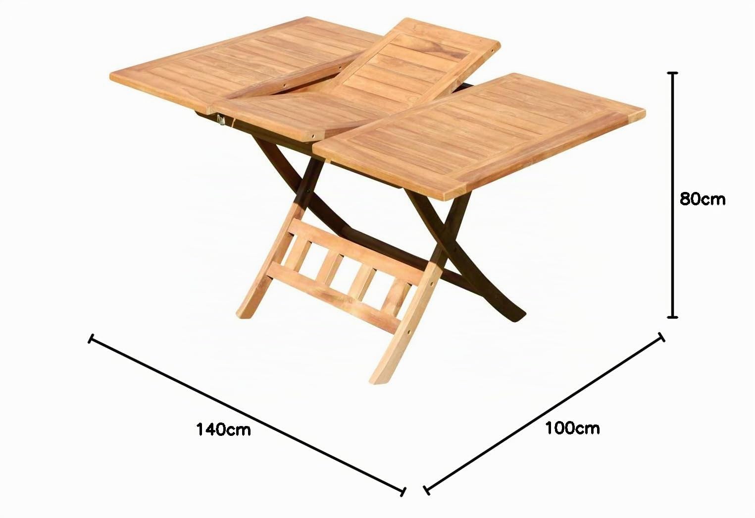 ASS ALEOS. echt Teak Holz Ausziehtisch 100-140 x 80cm klappbar Holztisch Klapptisch Gartentisch Tisch Aves-AUSZIEH Teakholz