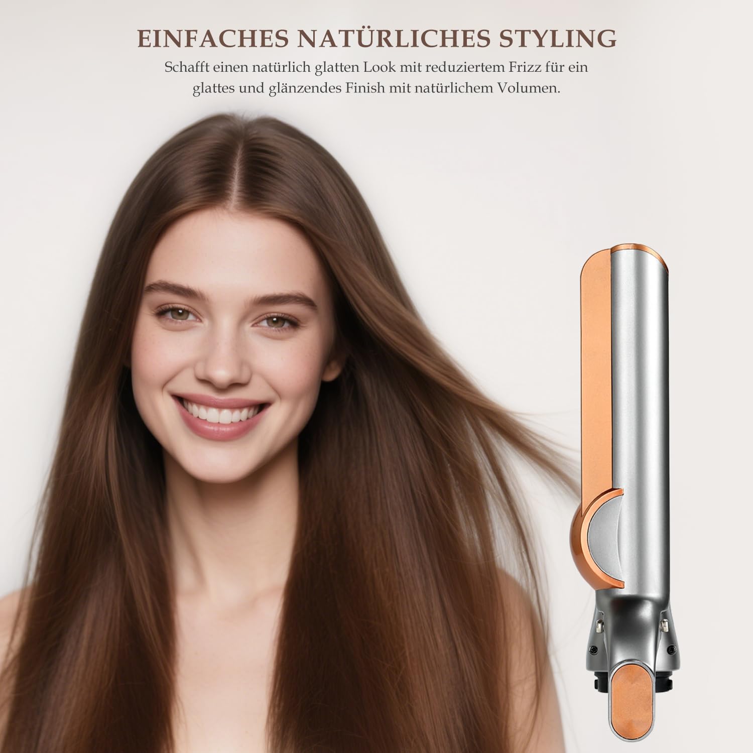 Haarglätter Aufsatz für Dyson Airwrap, Kompatibel mit HS01/HS05/HS08, Airflow Technologie ohne Heizplatten, Gleichzeitiges Trocknen und Glätten mit Luftstrom, Reduziert Hitzeschäden, Kupfer