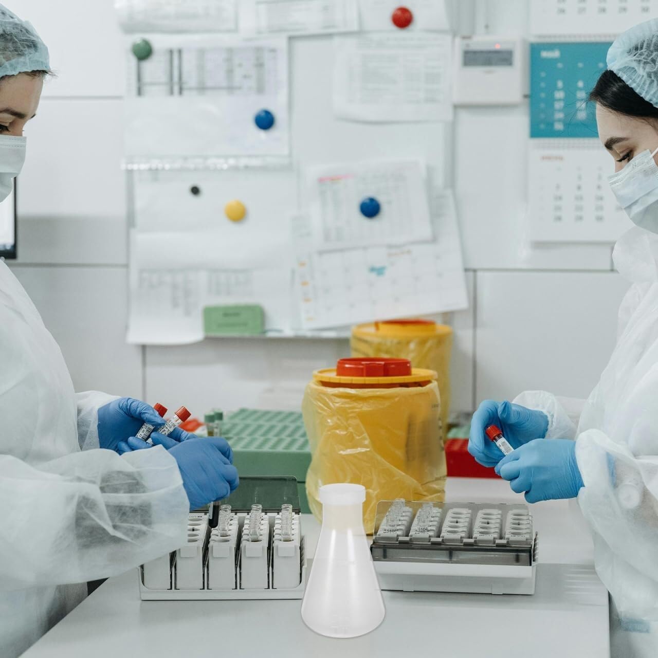 Set de Matraces de Erlenmeyer de Plástico - 3 Piezas Matraces Cónicos con Tapón de Roscas, Transparentes con Escala para Experimentos Científicos de Laboratorio (100ml, 250ml, 500ml)