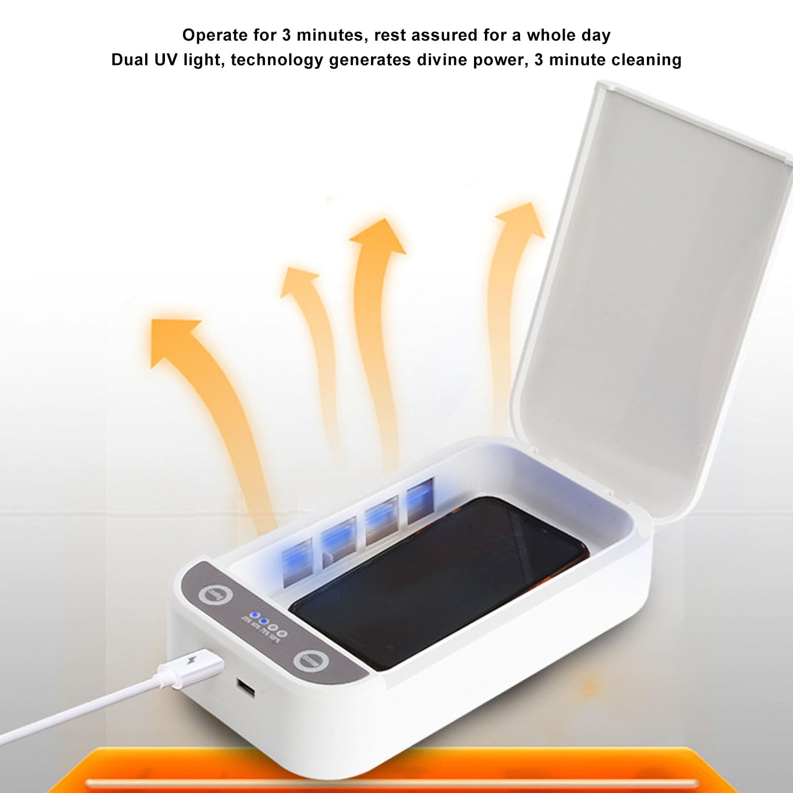 Caja Desinfectante con Luz UV, Caja Desinfectante UV para Limpiador de Teléfonos Móviles, con Luz LED Púrpura, Caja Limpiadora UV para Teléfono Inteligente, Máscara, Reloj