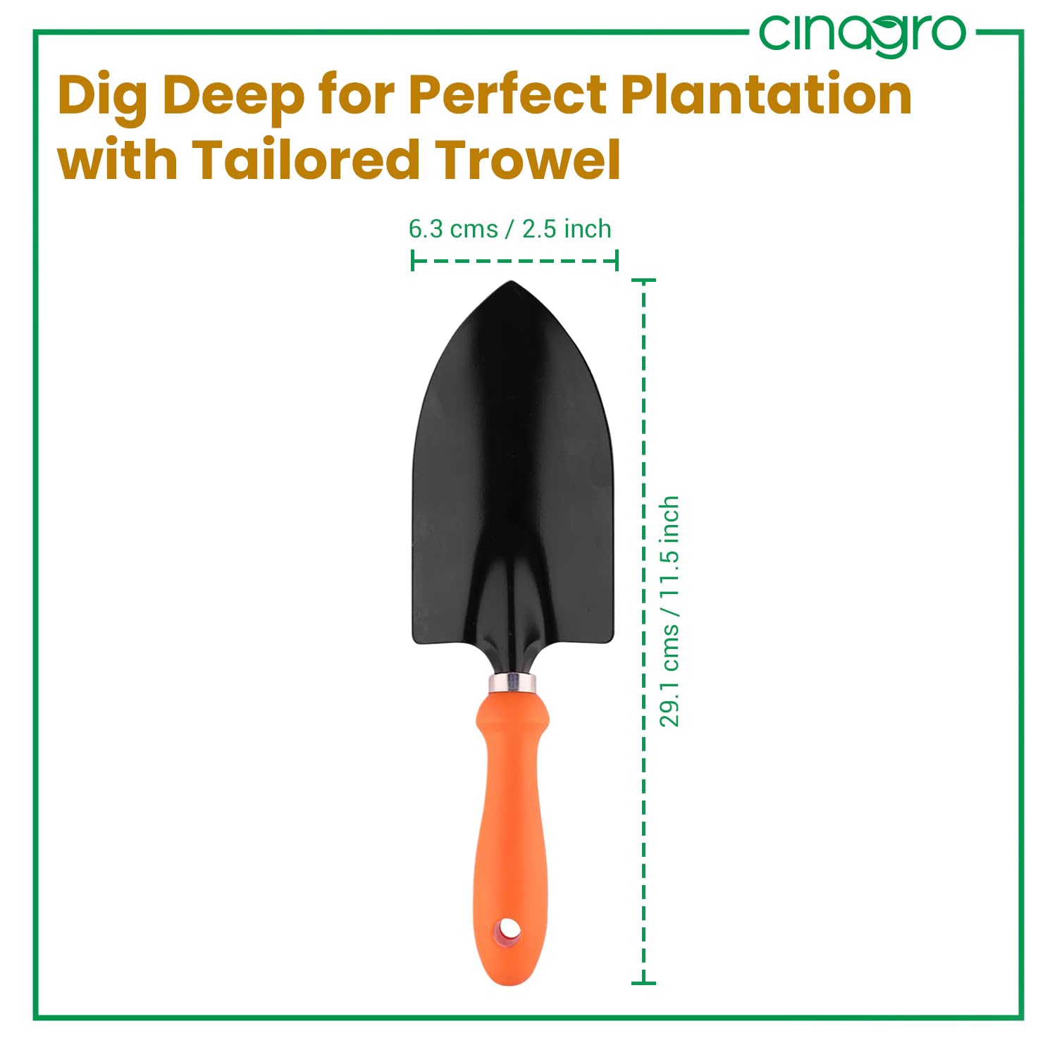 Cinagro Hand Trowel for Gardening - 1 Pc (Red Handle, Metal Blade), Sharp Metal Blade, Sturdy Construction, Ergonomic Handle, Rust-Resistant Finish, Garden Tools for Home, Durable Shovel for Gardening - Image 4 thumbnail