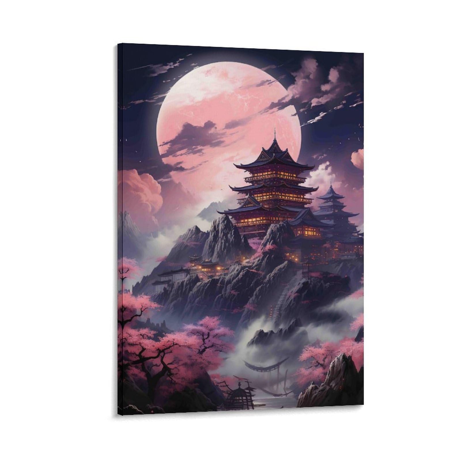 DHBANEIOK Fantasy Castle Moonlight_1 Poster Artwork Giclee Canvas Prints Modern Wall Art Picture Wall Hanging for Bedroom Living Room Decor 20x30inch(50x75cm)